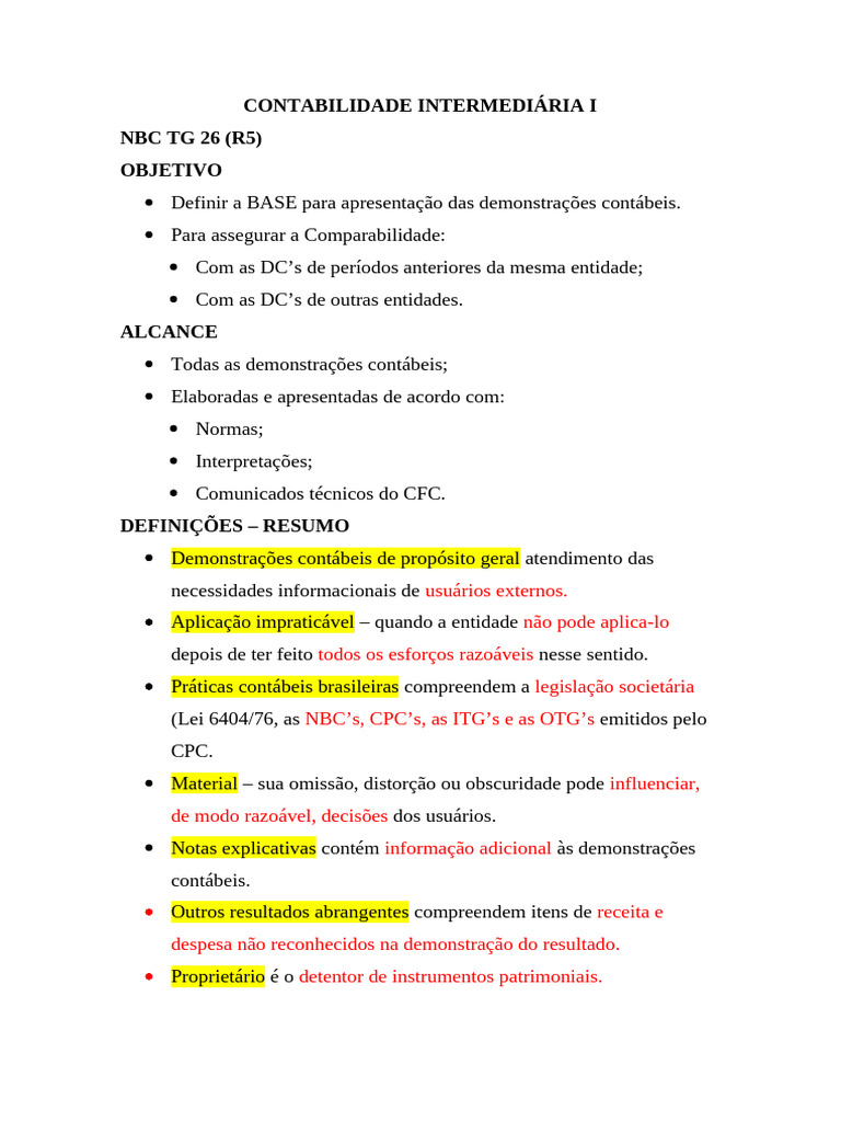 CPC 26: Demonstrações Contábeis e Notas | PDF | Contabilidade ...