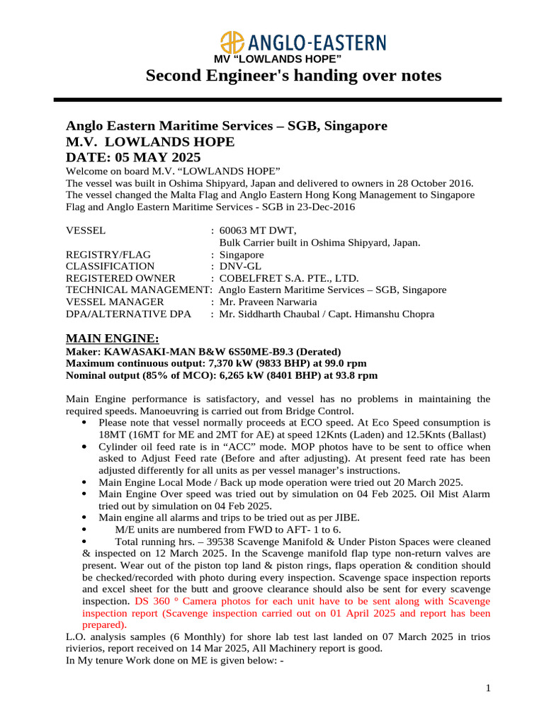 Lowlands Hope Handover Notes | PDF | Pump | Piston
