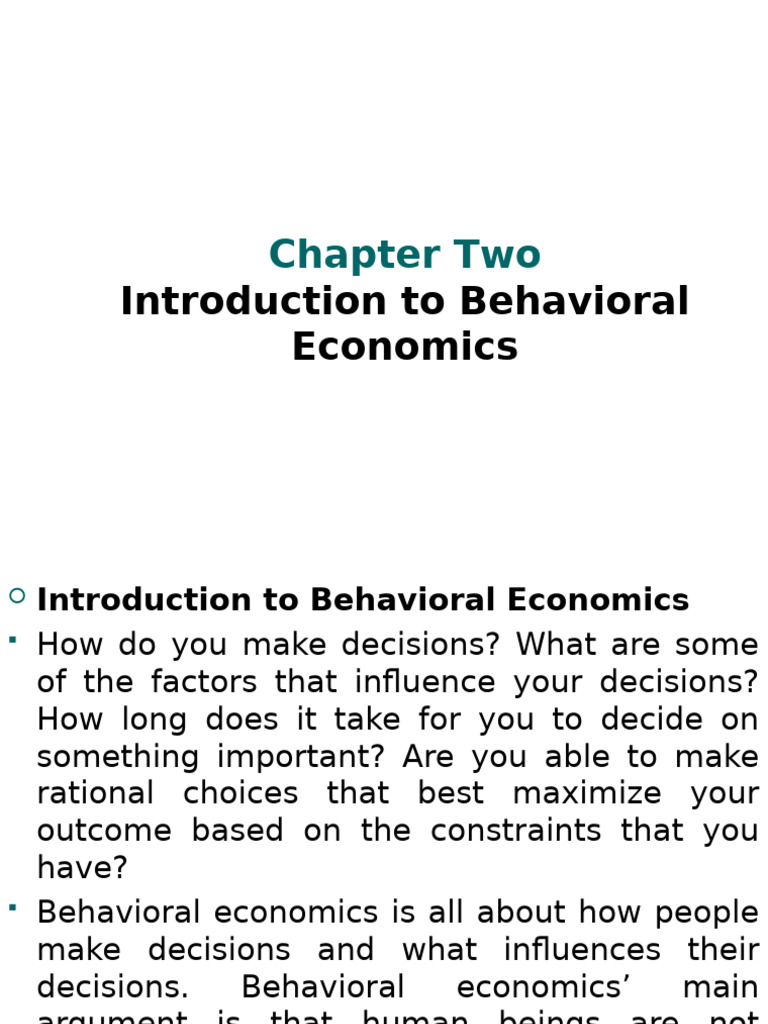 Behavioral Economics Overview | PDF | Behavioral Economics | Economics