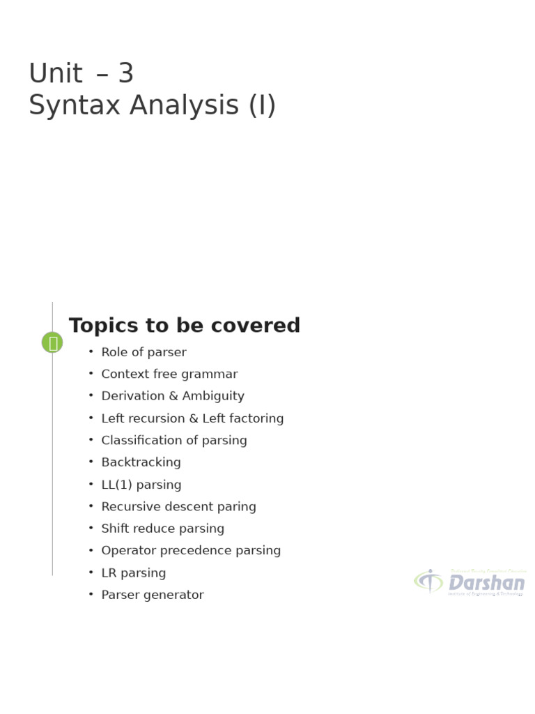 Unit-3 | PDF | Parsing | Syntax
