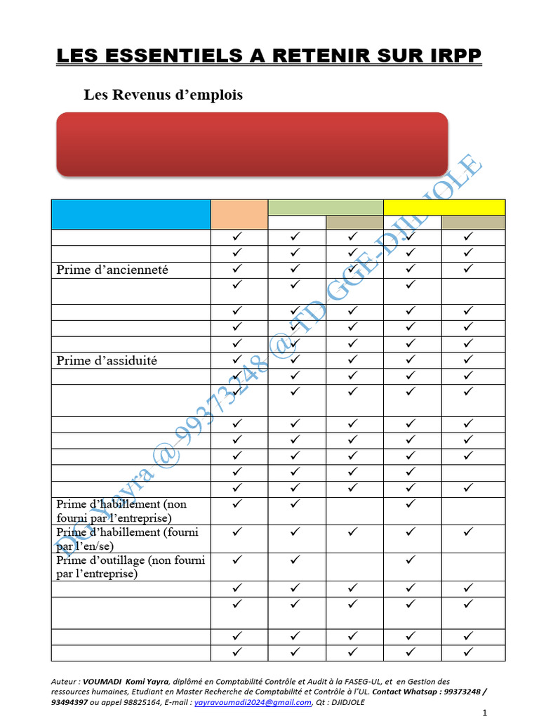 IRPP 2025 : Guide des éléments clés | PDF | Impôt sur le revenu | Impôts