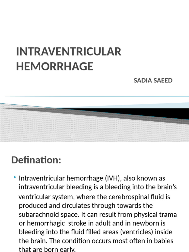 Intraventricular Hemorrhage Overview | PDF | Diseases And Disorders ...