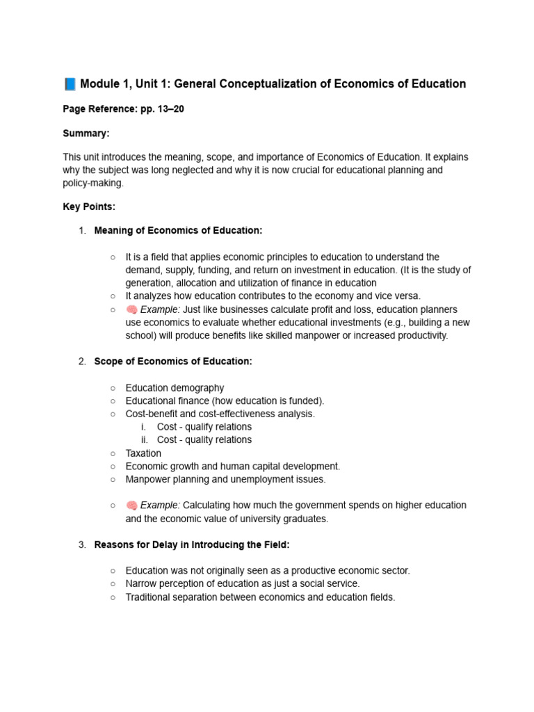 Economics of Education and National Growth | PDF | Cost Of Living ...