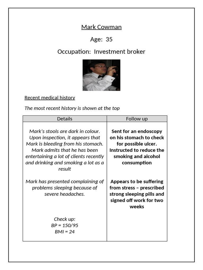 Mark Cowman Medical Notes | PDF