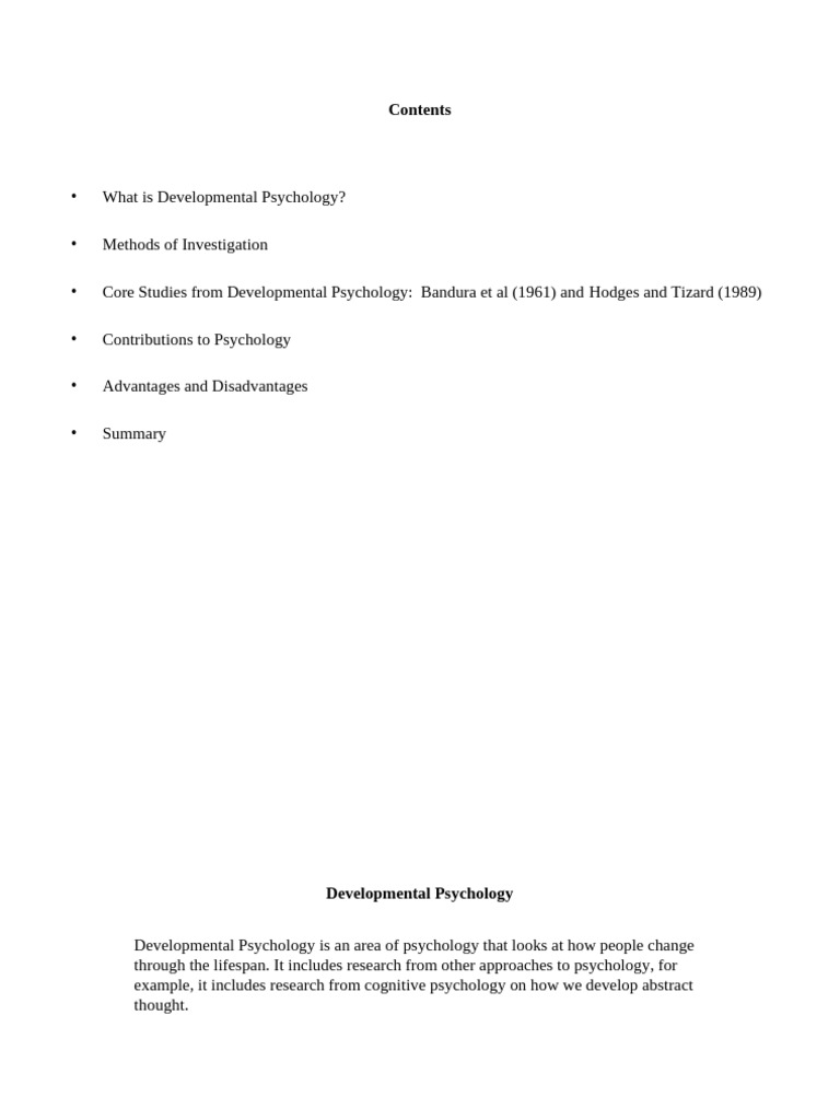 Hodges and Tizard Study Overview | PDF | Psychology | Developmental ...
