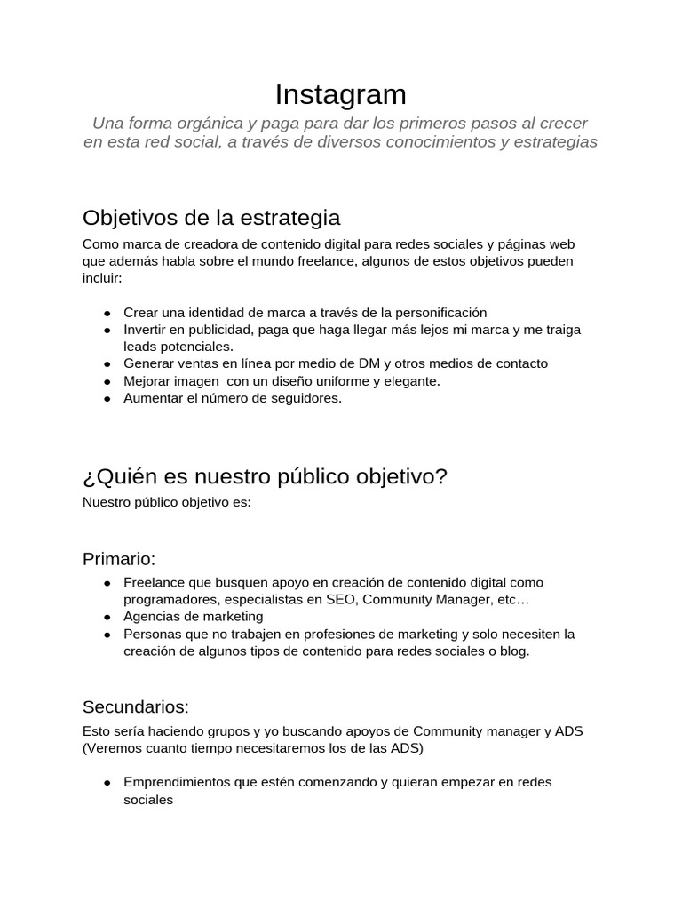 Estrategias para Crecer en Instagram | PDF | Servicio de redes sociales ...