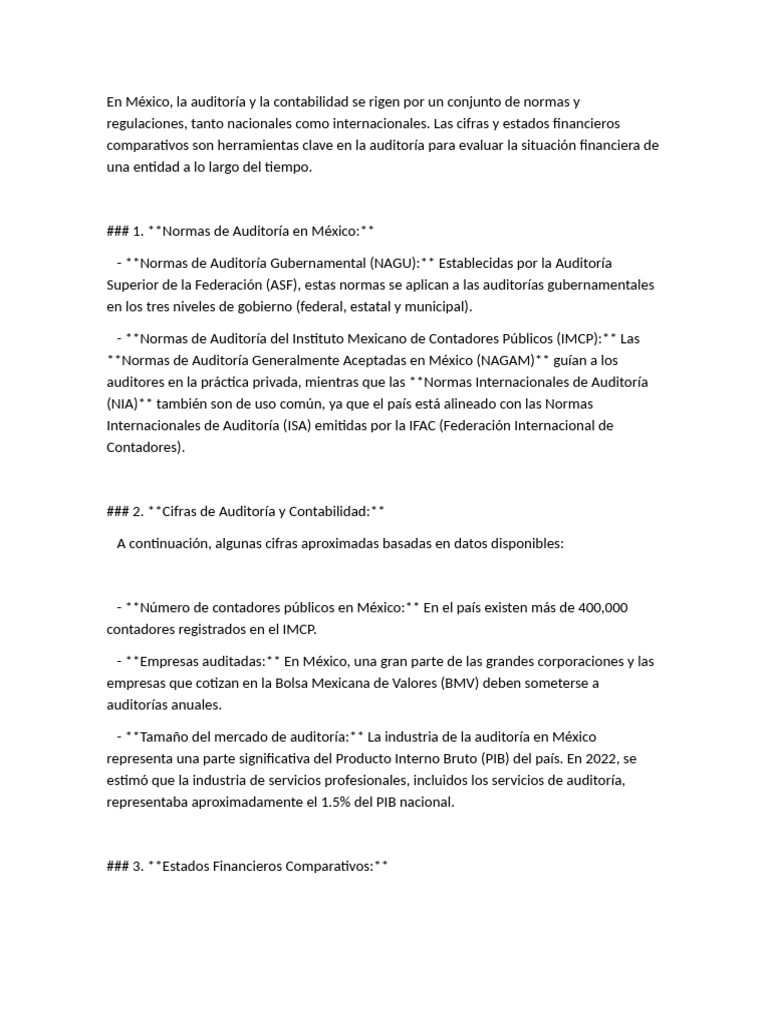 Auditoría y Contabilidad en México: Normas y Cifras | PDF | Auditoría ...