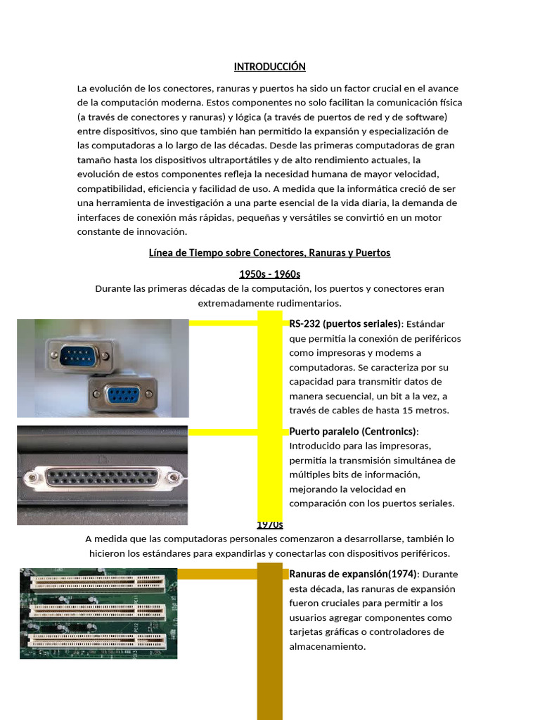 Evolución de Conectores y Puertos en Informática | PDF | USB | Ieee 802.11