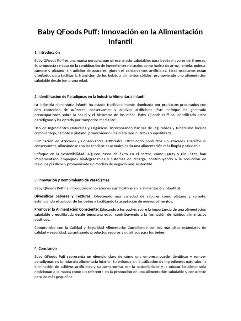 Baby QFoods Puff | PDF | Alimentos | Sustentabilidad