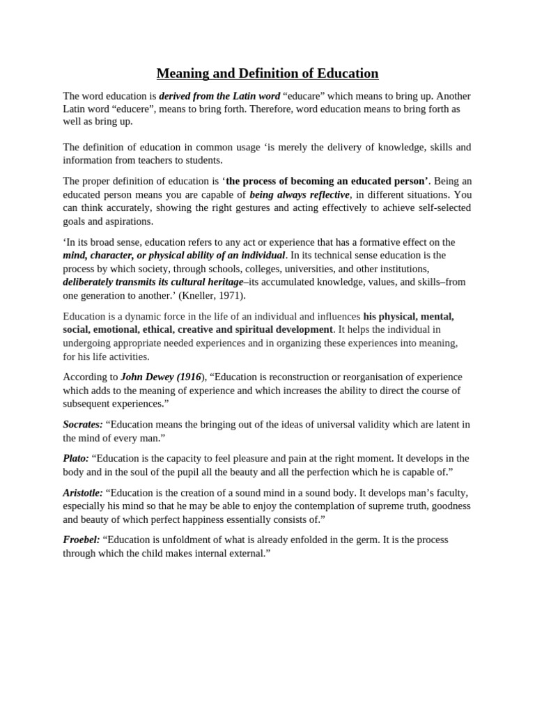 Understanding the Meaning of Education | PDF