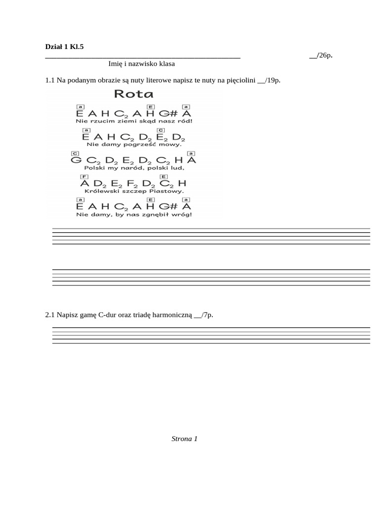 Muzyka Klasa 5 Sprawdziany | PDF