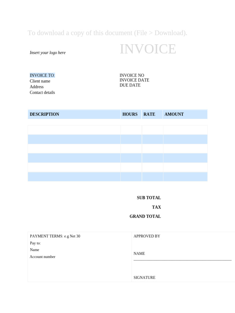 Freelancer Invoice Template Download | PDF