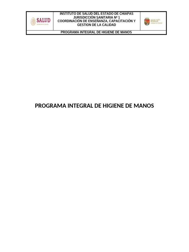 Programa de Higiene de Manos en Salud | PDF | Lavado de manos | Cuidado ...