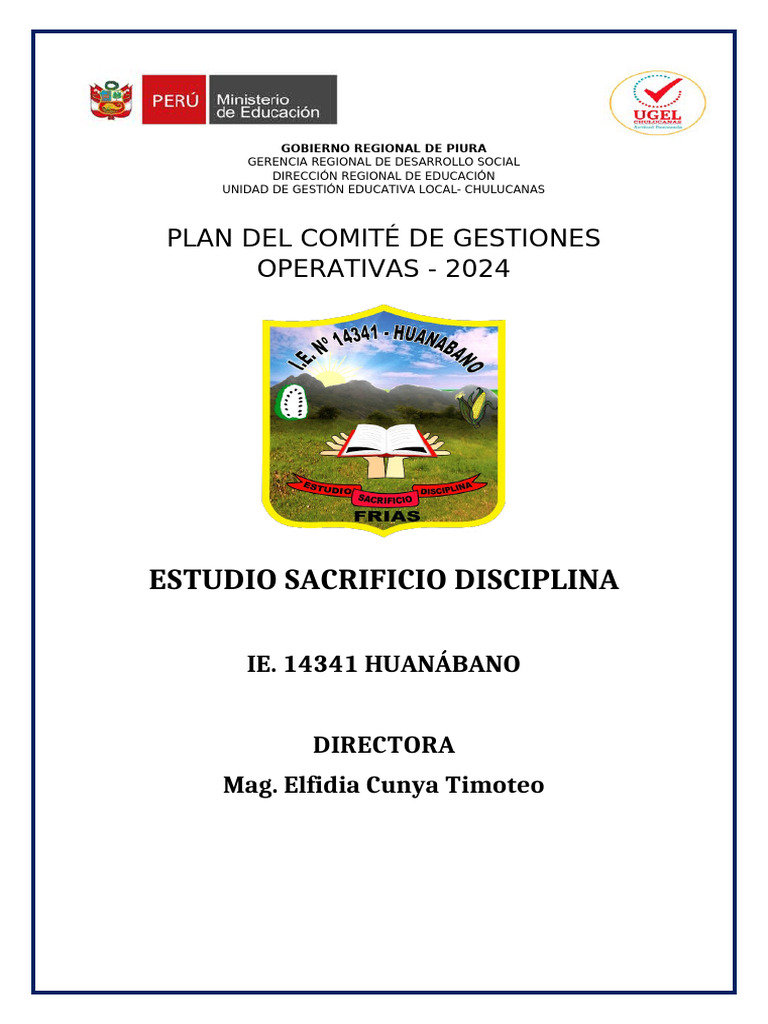 Plan de Gestión Escolar 2024 Huanábano | PDF | Presupuesto | Escuelas