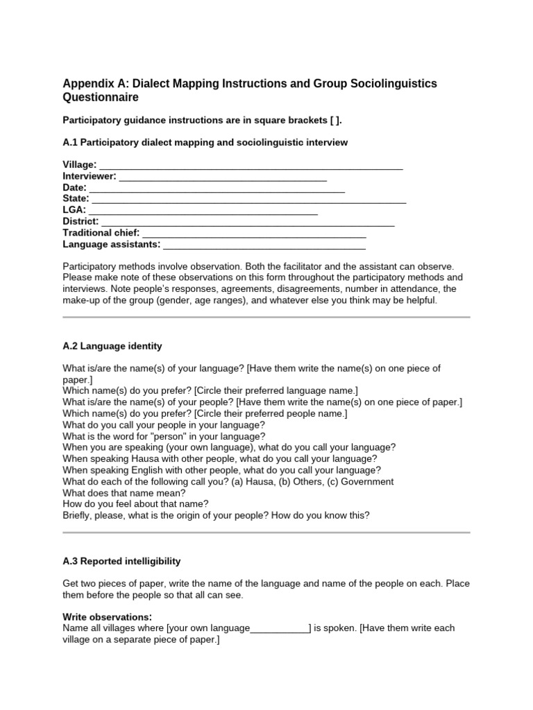 Dialect Mapping Instructions Guide | PDF | Dialect | Sociolinguistics