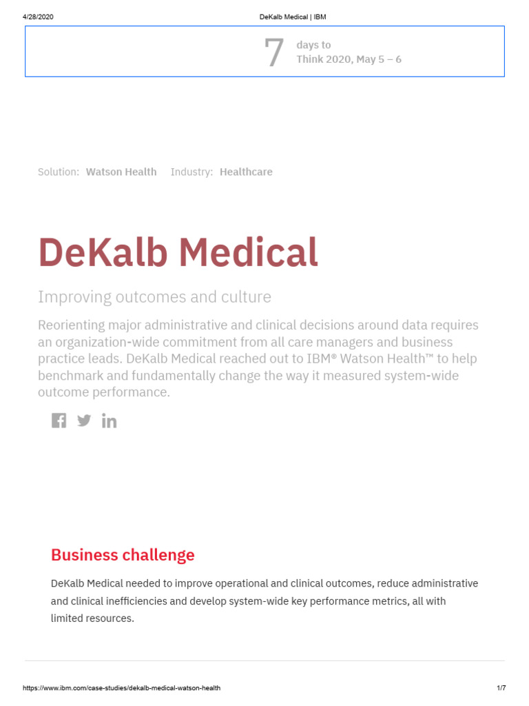 Case 7 - IBM Watson DeKalb Medical | PDF | Ibm | Performance Indicator