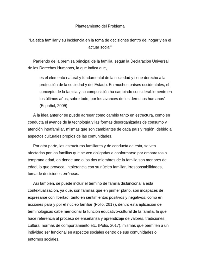 Planteamiento Del Problema. | PDF | Familia | Comportamiento