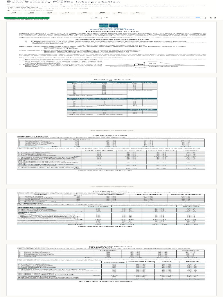 Dunn Sensory Profile Guide | PDF | Cognitive Psychology | Neuroscience