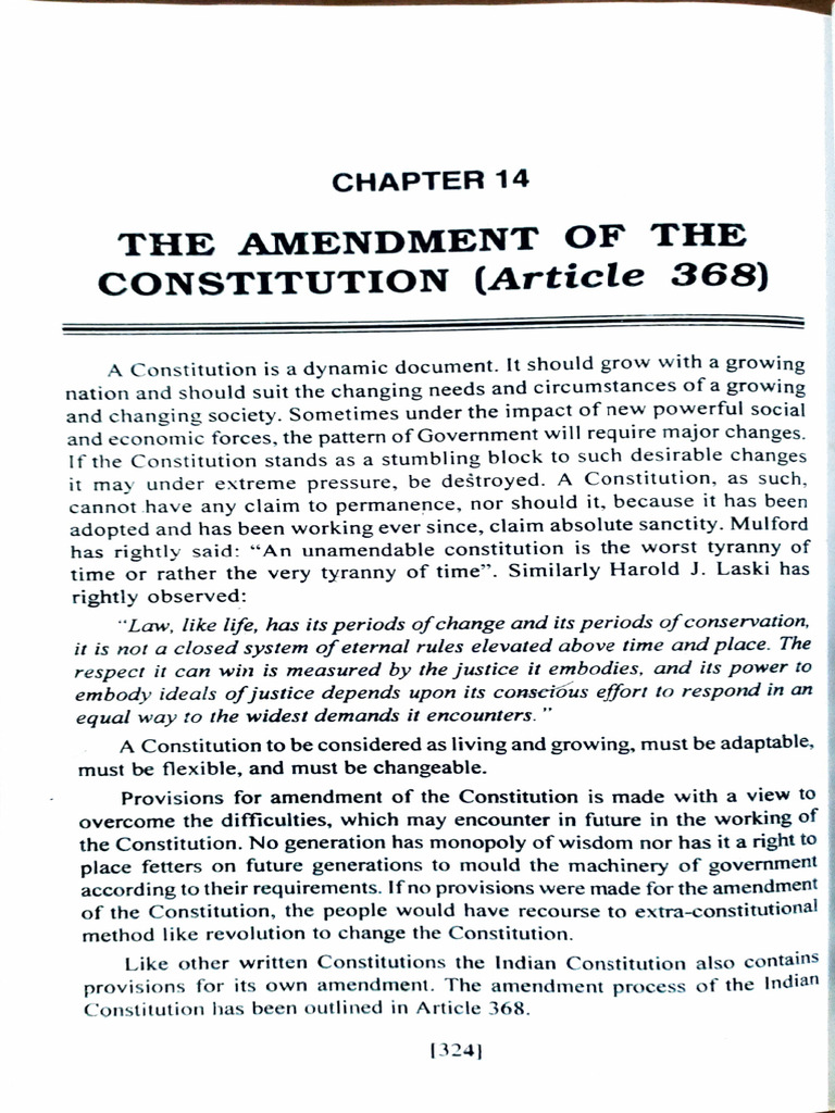 Amendment Procedures in Indian Constitution | PDF | Constitutional ...