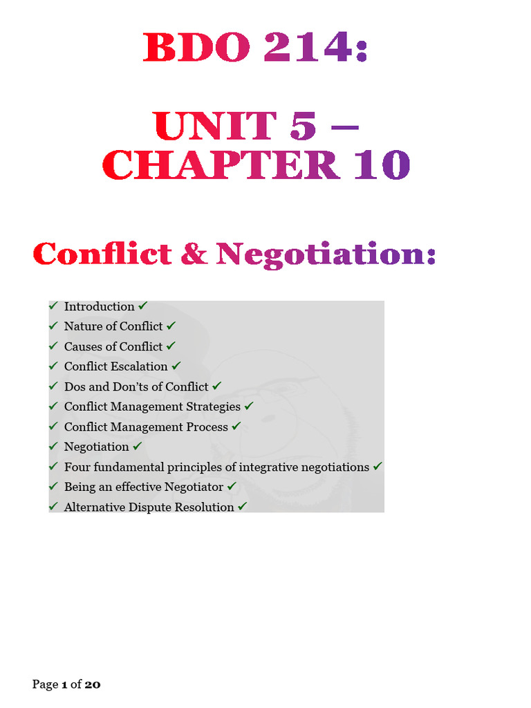 BDO Unit5&6 | PDF | Negotiation | Conflict (Process)