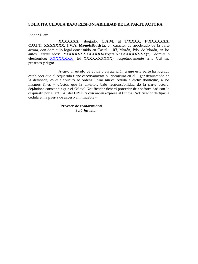 Solicitud de Cédula bajo Responsabilidad | PDF