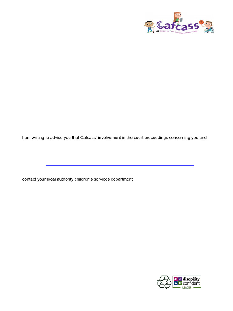 Cafcass Completion Letter to Parents | PDF