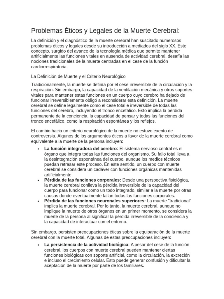 Ética y Legalidad de la Muerte Cerebral | PDF | Muerte | Medicina