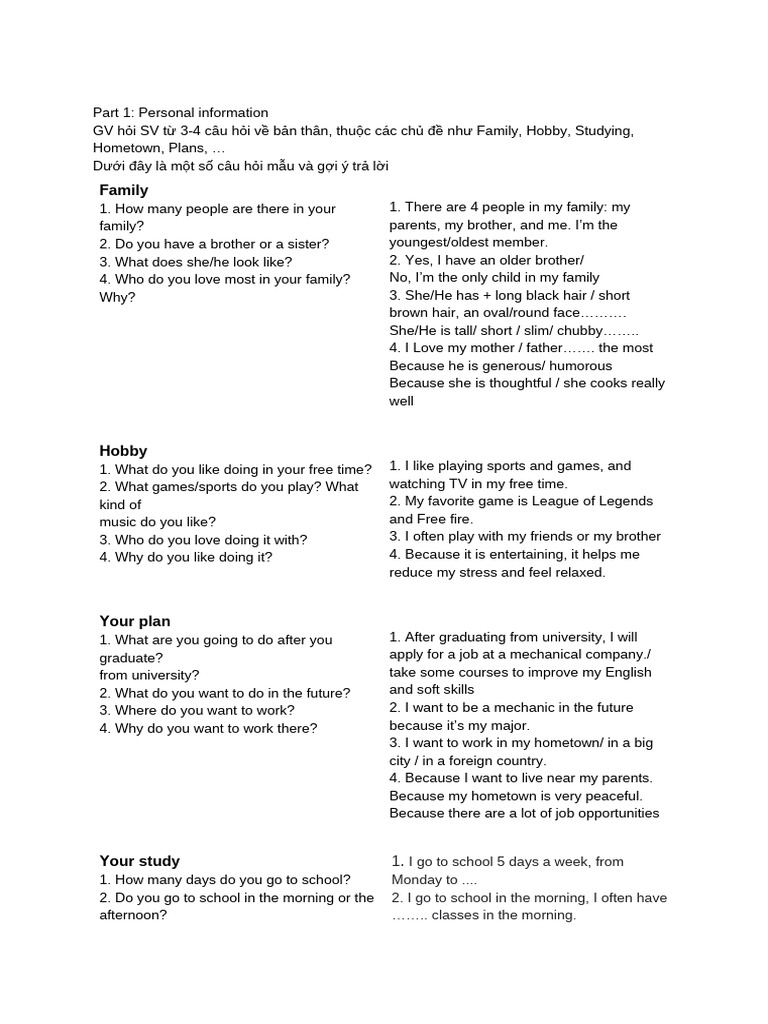Personal Information Interview Guide | PDF
