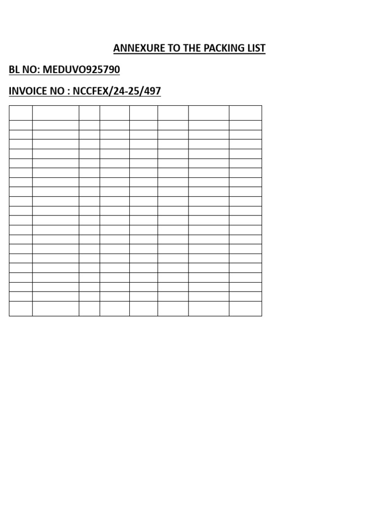 Annexure To The Packing List 497 | PDF