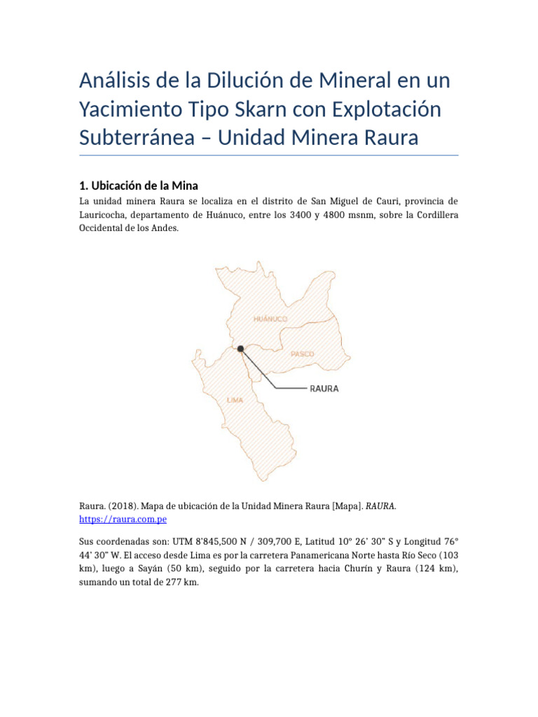 Dilución Mina Raura - Caso Practico | PDF | Minería | Naturaleza