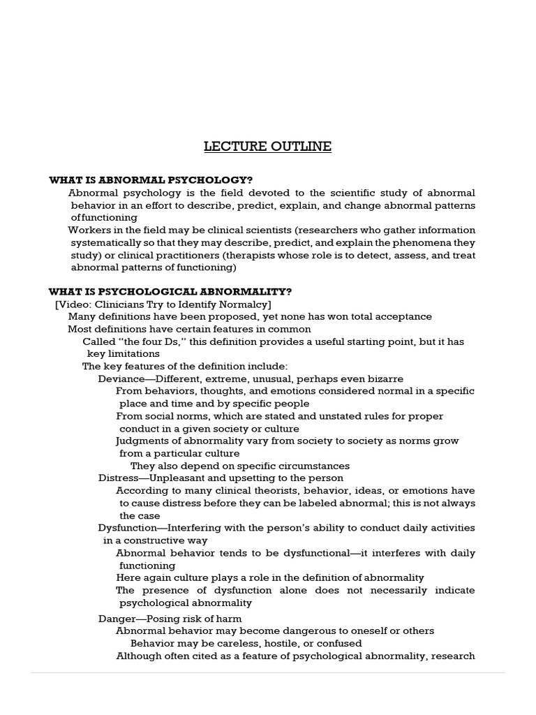 Understanding Abnormal Psychology Concepts | PDF | Psychology | Mental ...