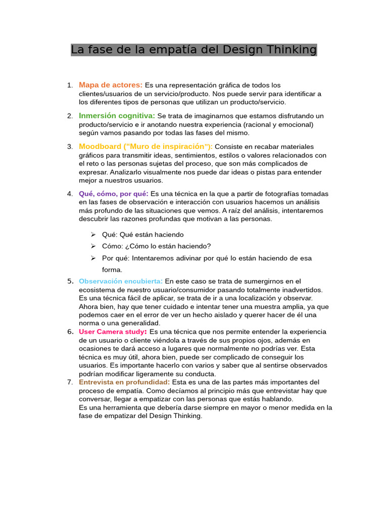 La Fase de La Empatía Del Design Thinking | PDF