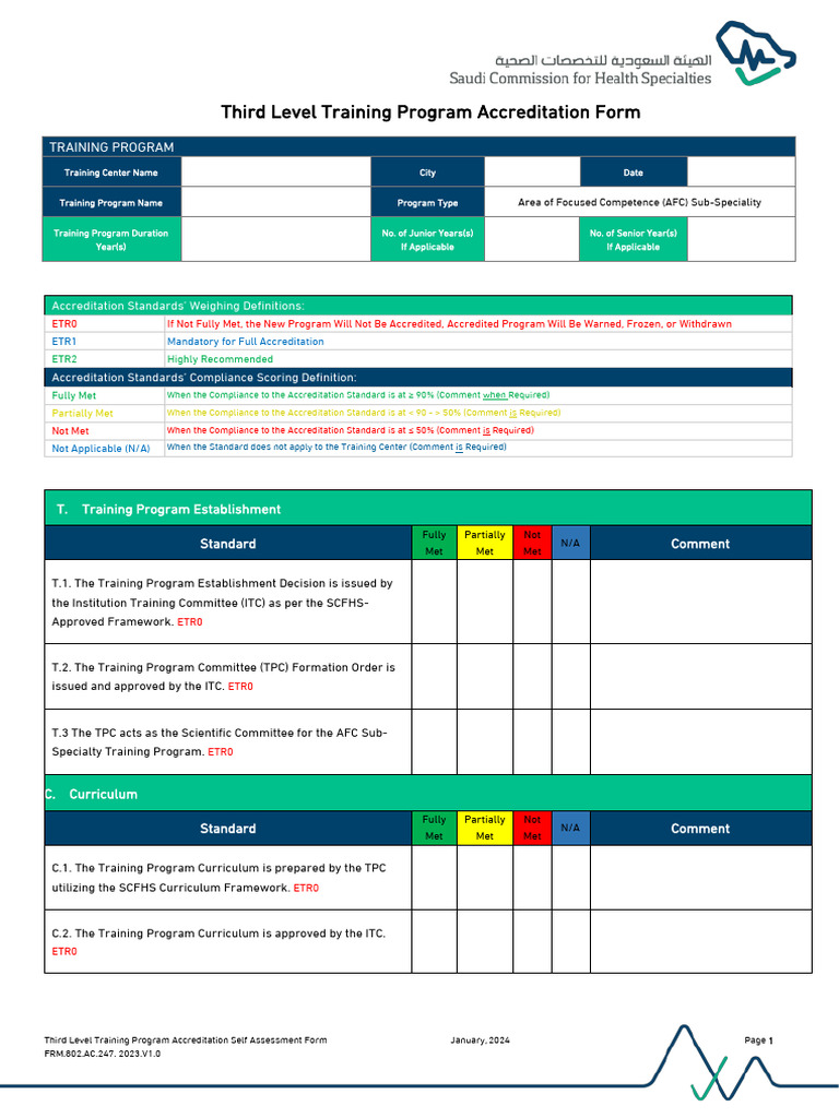 Third Level Training Program Accreditation Form | PDF
