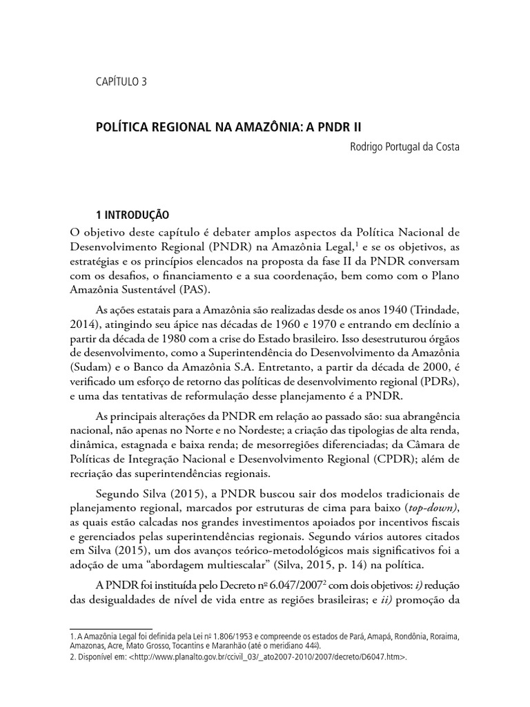 PNDR II: Desenvolvimento na Amazônia | PDF | Brasil | Economia