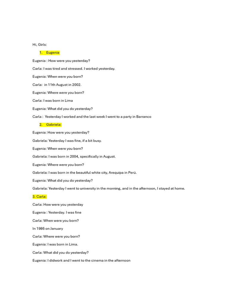 Conversations About Daily Life in Peru | PDF
