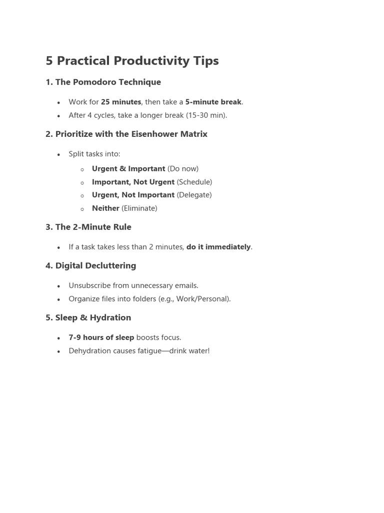 5 Practical Productivity Tips | PDF
