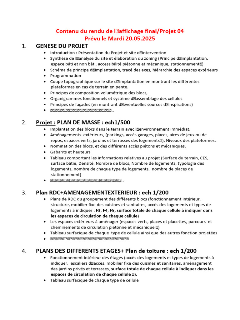 Projet de construction : rendu final détaillé | PDF | Stationnement