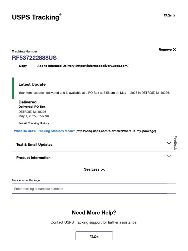 USPS Tracking: RF537222888US | PDF | United States Postal Service ...