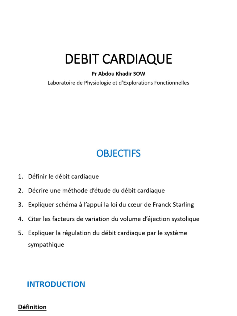 Débit Cardiaque : Définition et Régulation | PDF | Fréquence cardiaque ...