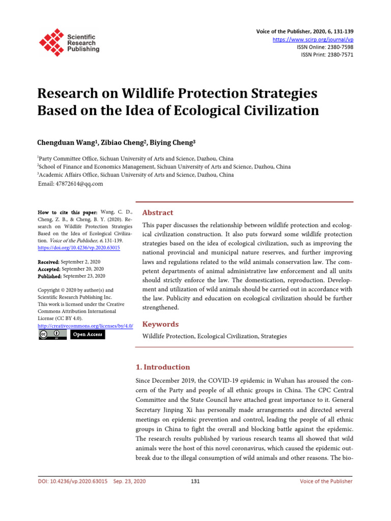 Wildlife Protection Strategies Based On The Concept of Ecological ...