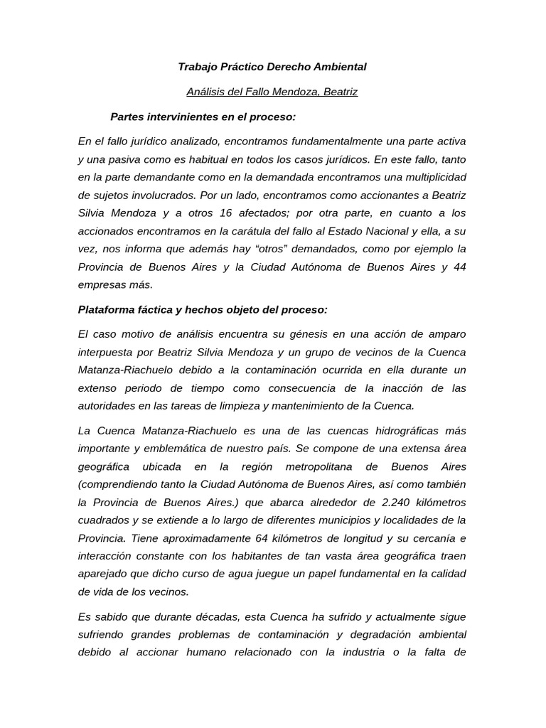 Análisis del Fallo Mendoza 2006 | PDF | Saneamiento
