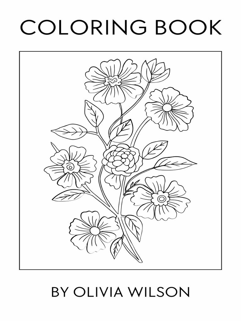 Black and White Simple Modern Adult Coloring Book Cover | PDF
