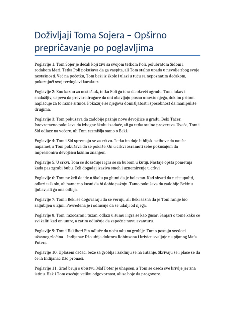 Tom Sojer Opsirno Prepricanje | PDF