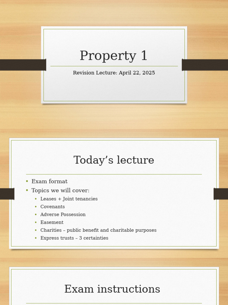 Property Law Exam Review Guide | PDF | Easement | Leasehold Estate