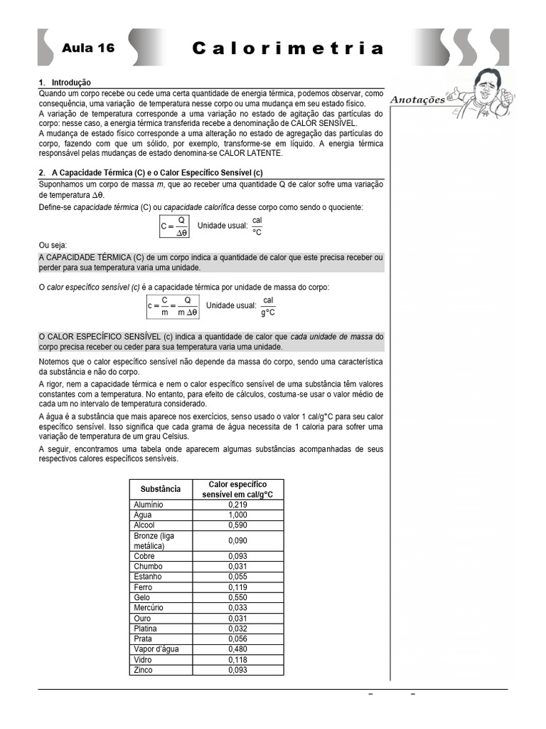Calor e Mudanças de Estado Físico | PDF | Capacidade térmica | Calor