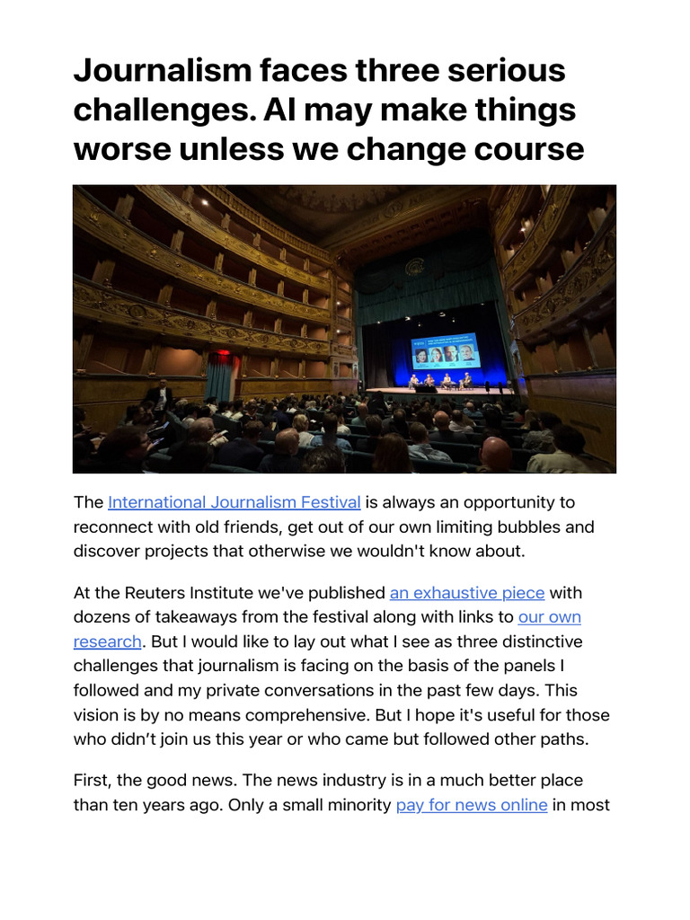 Challenges in Journalism Amid AI Rise | PDF | News | Journalism
