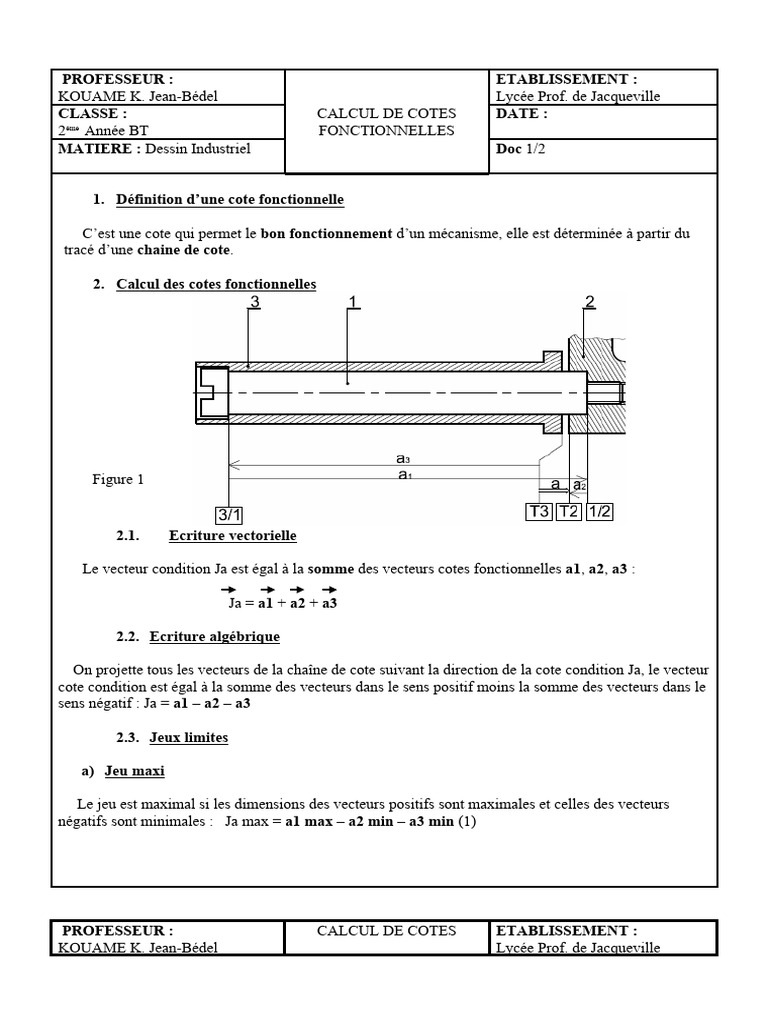 Calcul des Cotes Fonctionnelles | PDF | Algèbre | Algèbre linéaire