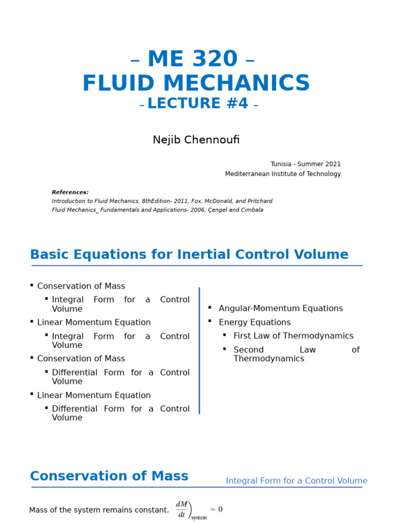 Fluid Mechanics Lecture: Control Volumes | PDF | Momentum | Fluid Dynamics