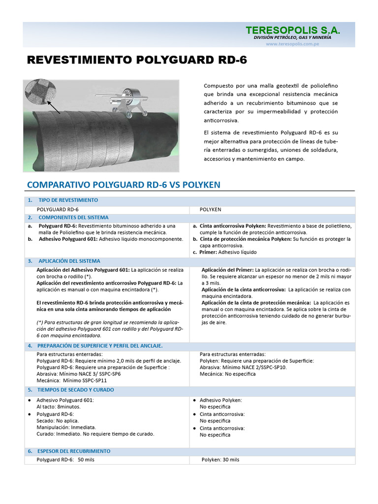 Revestimiento Polyguard RD-6: Protección Anticorrosiva | PDF ...