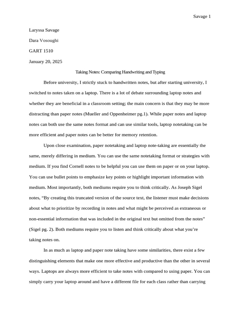 Handwriting vs. Typing: Note-Taking Insights | PDF | Laptop | Learning